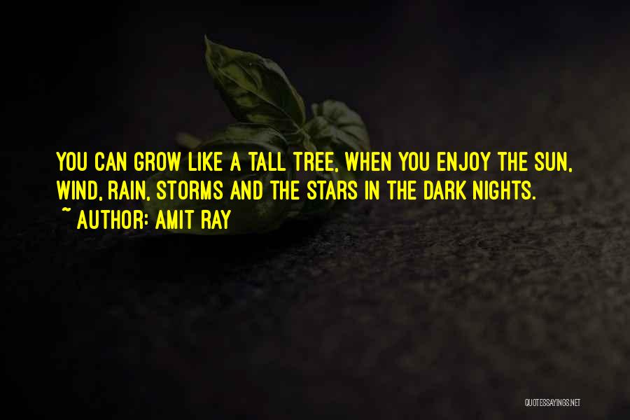 Amit Ray Quotes: You Can Grow Like A Tall Tree, When You Enjoy The Sun, Wind, Rain, Storms And The Stars In The