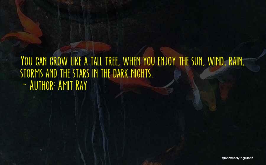 Amit Ray Quotes: You Can Grow Like A Tall Tree, When You Enjoy The Sun, Wind, Rain, Storms And The Stars In The