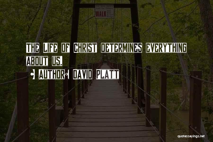 David Platt Quotes: The Life Of Christ Determines Everything About Us.
