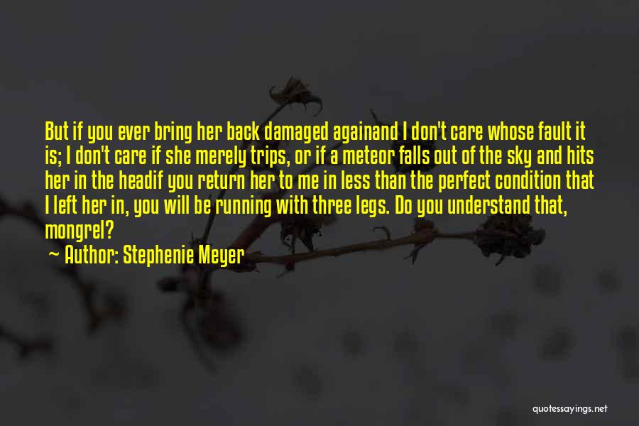 Stephenie Meyer Quotes: But If You Ever Bring Her Back Damaged Againand I Don't Care Whose Fault It Is; I Don't Care If