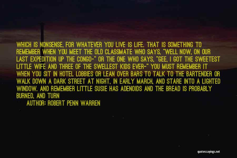 Robert Penn Warren Quotes: Which Is Nonsense, For Whatever You Live Is Life. That Is Something To Remember When You Meet The Old Classmate