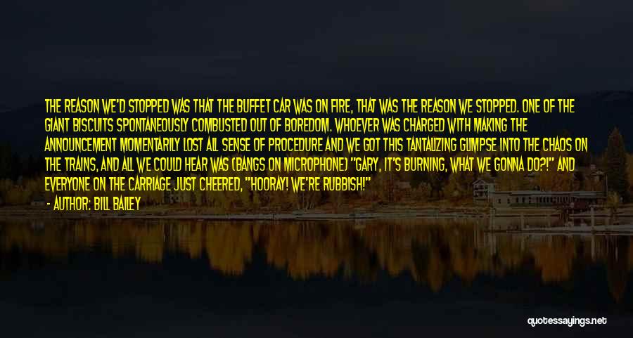 Bill Bailey Quotes: The Reason We'd Stopped Was That The Buffet Car Was On Fire, That Was The Reason We Stopped. One Of