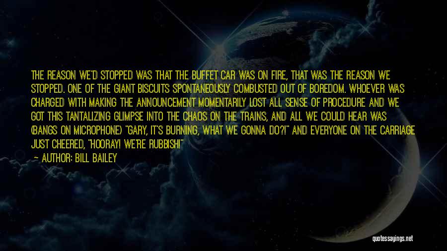 Bill Bailey Quotes: The Reason We'd Stopped Was That The Buffet Car Was On Fire, That Was The Reason We Stopped. One Of