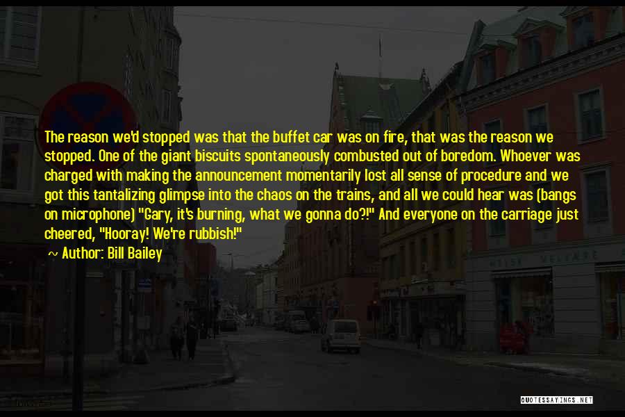 Bill Bailey Quotes: The Reason We'd Stopped Was That The Buffet Car Was On Fire, That Was The Reason We Stopped. One Of