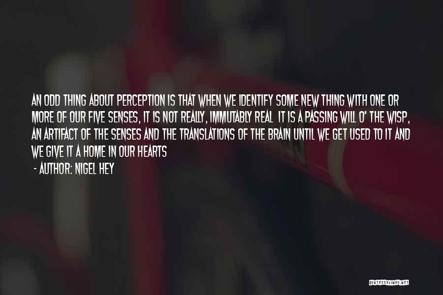 Nigel Hey Quotes: An Odd Thing About Perception Is That When We Identify Some New Thing With One Or More Of Our Five