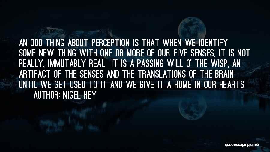 Nigel Hey Quotes: An Odd Thing About Perception Is That When We Identify Some New Thing With One Or More Of Our Five