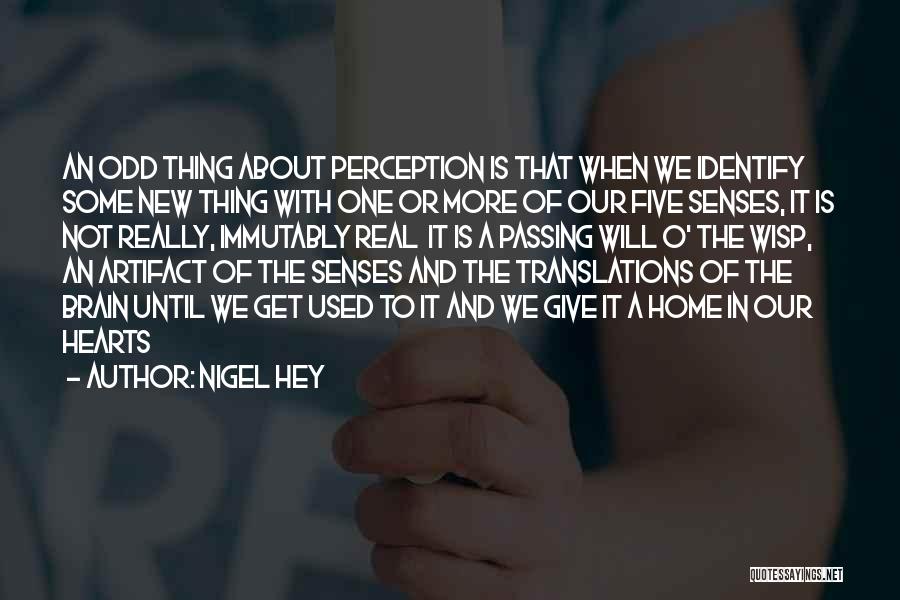 Nigel Hey Quotes: An Odd Thing About Perception Is That When We Identify Some New Thing With One Or More Of Our Five