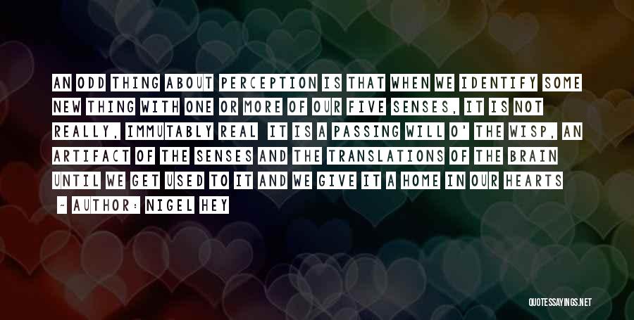 Nigel Hey Quotes: An Odd Thing About Perception Is That When We Identify Some New Thing With One Or More Of Our Five