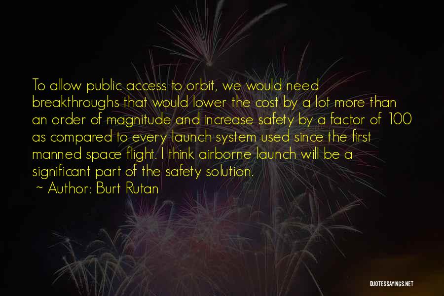 Burt Rutan Quotes: To Allow Public Access To Orbit, We Would Need Breakthroughs That Would Lower The Cost By A Lot More Than