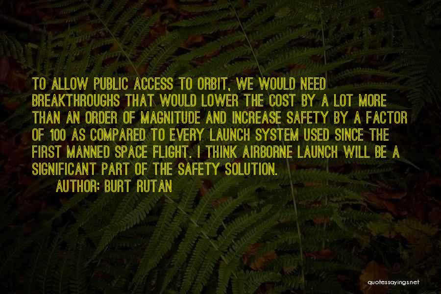 Burt Rutan Quotes: To Allow Public Access To Orbit, We Would Need Breakthroughs That Would Lower The Cost By A Lot More Than