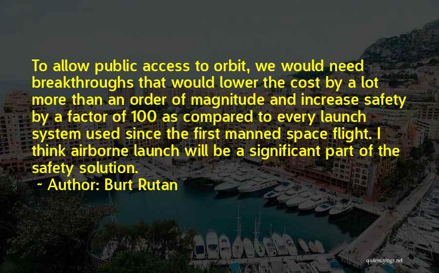 Burt Rutan Quotes: To Allow Public Access To Orbit, We Would Need Breakthroughs That Would Lower The Cost By A Lot More Than