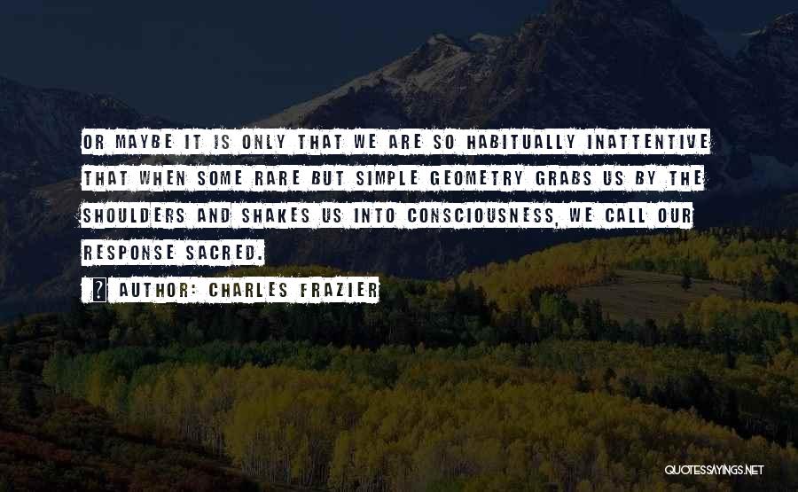 Charles Frazier Quotes: Or Maybe It Is Only That We Are So Habitually Inattentive That When Some Rare But Simple Geometry Grabs Us