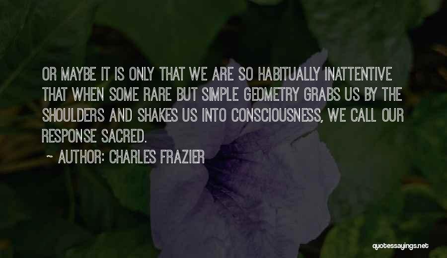 Charles Frazier Quotes: Or Maybe It Is Only That We Are So Habitually Inattentive That When Some Rare But Simple Geometry Grabs Us