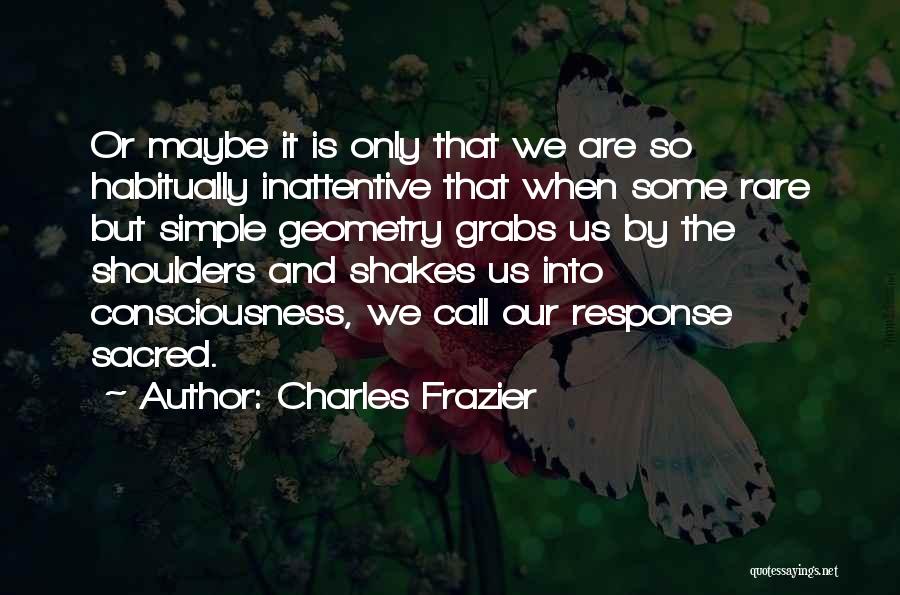 Charles Frazier Quotes: Or Maybe It Is Only That We Are So Habitually Inattentive That When Some Rare But Simple Geometry Grabs Us