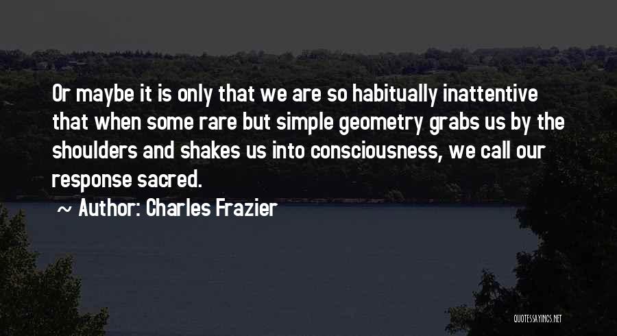 Charles Frazier Quotes: Or Maybe It Is Only That We Are So Habitually Inattentive That When Some Rare But Simple Geometry Grabs Us