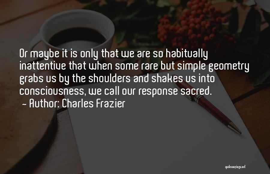 Charles Frazier Quotes: Or Maybe It Is Only That We Are So Habitually Inattentive That When Some Rare But Simple Geometry Grabs Us