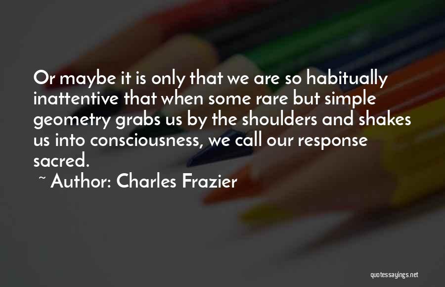 Charles Frazier Quotes: Or Maybe It Is Only That We Are So Habitually Inattentive That When Some Rare But Simple Geometry Grabs Us