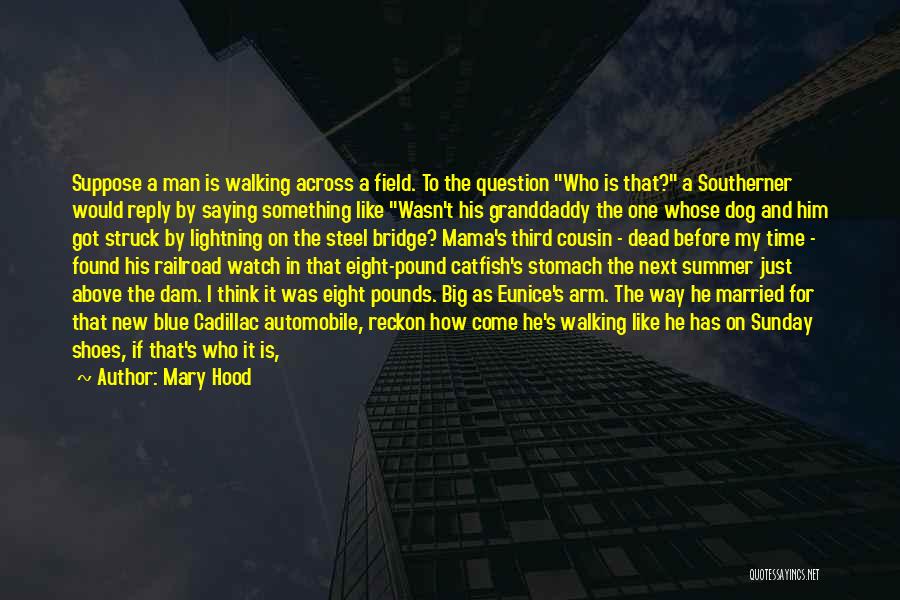 Mary Hood Quotes: Suppose A Man Is Walking Across A Field. To The Question Who Is That? A Southerner Would Reply By Saying