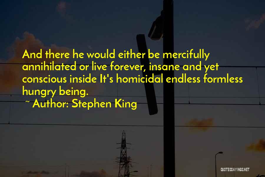 Stephen King Quotes: And There He Would Either Be Mercifully Annihilated Or Live Forever, Insane And Yet Conscious Inside It's Homicidal Endless Formless