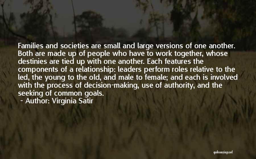 Virginia Satir Quotes: Families And Societies Are Small And Large Versions Of One Another. Both Are Made Up Of People Who Have To