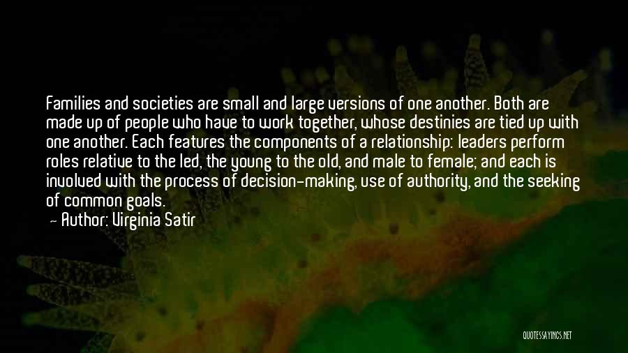 Virginia Satir Quotes: Families And Societies Are Small And Large Versions Of One Another. Both Are Made Up Of People Who Have To