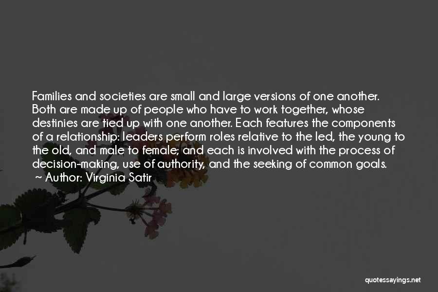 Virginia Satir Quotes: Families And Societies Are Small And Large Versions Of One Another. Both Are Made Up Of People Who Have To