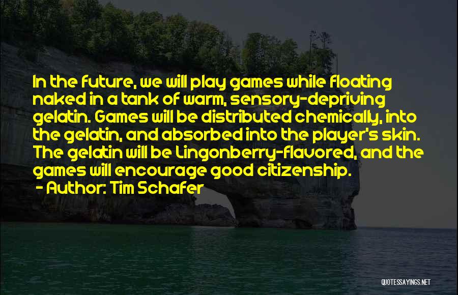 Tim Schafer Quotes: In The Future, We Will Play Games While Floating Naked In A Tank Of Warm, Sensory-depriving Gelatin. Games Will Be