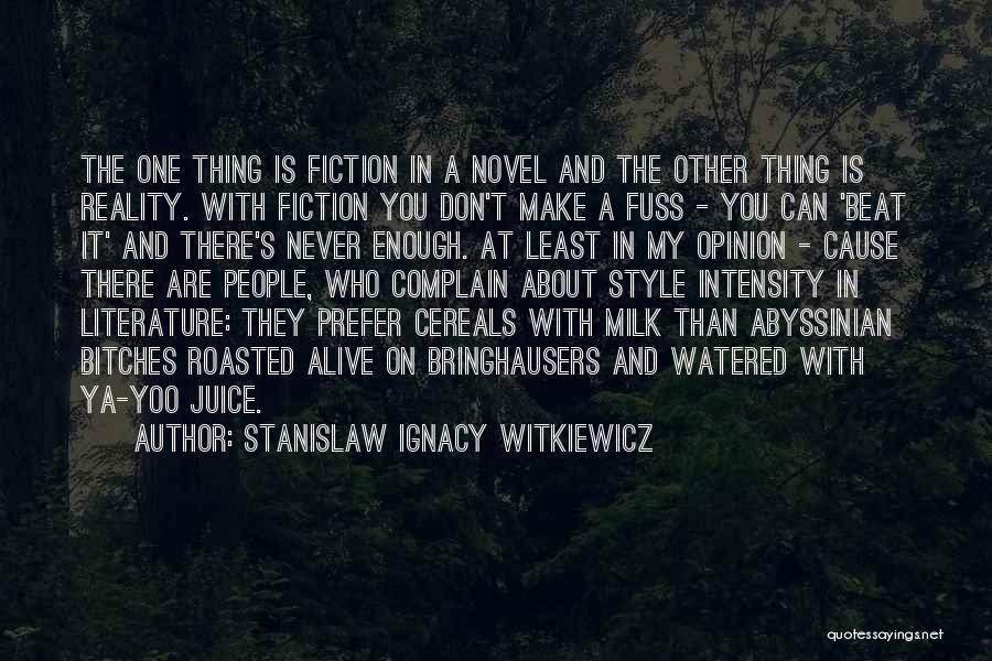 Stanislaw Ignacy Witkiewicz Quotes: The One Thing Is Fiction In A Novel And The Other Thing Is Reality. With Fiction You Don't Make A