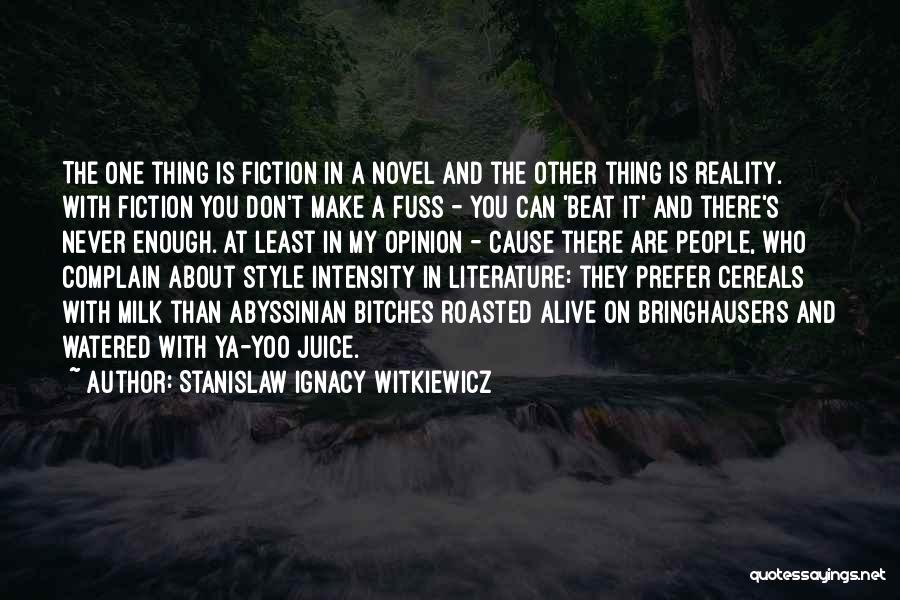 Stanislaw Ignacy Witkiewicz Quotes: The One Thing Is Fiction In A Novel And The Other Thing Is Reality. With Fiction You Don't Make A