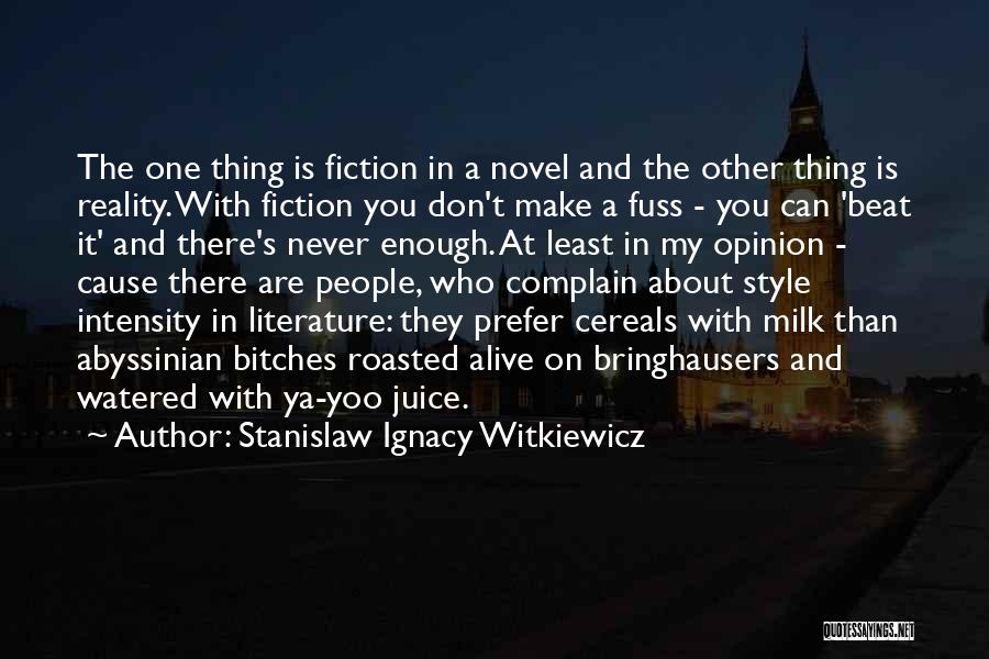 Stanislaw Ignacy Witkiewicz Quotes: The One Thing Is Fiction In A Novel And The Other Thing Is Reality. With Fiction You Don't Make A