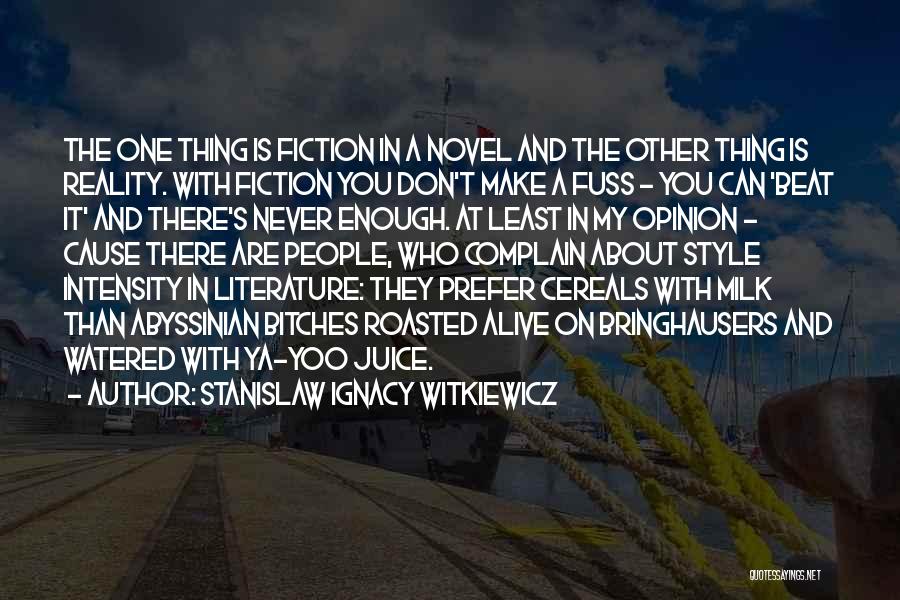 Stanislaw Ignacy Witkiewicz Quotes: The One Thing Is Fiction In A Novel And The Other Thing Is Reality. With Fiction You Don't Make A