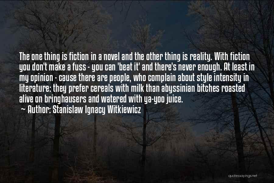 Stanislaw Ignacy Witkiewicz Quotes: The One Thing Is Fiction In A Novel And The Other Thing Is Reality. With Fiction You Don't Make A