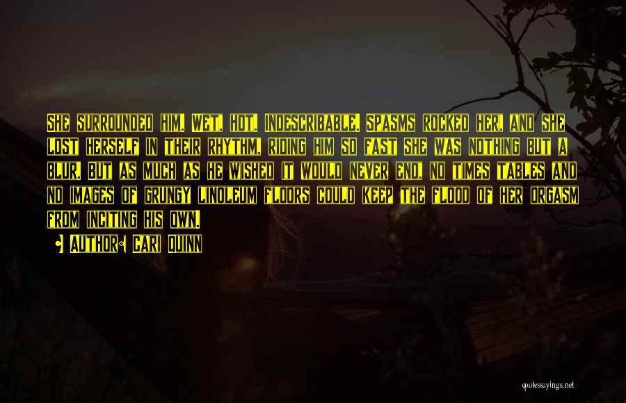 Cari Quinn Quotes: She Surrounded Him. Wet, Hot. Indescribable. Spasms Rocked Her, And She Lost Herself In Their Rhythm, Riding Him So Fast
