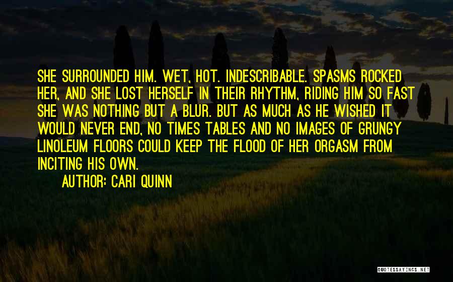 Cari Quinn Quotes: She Surrounded Him. Wet, Hot. Indescribable. Spasms Rocked Her, And She Lost Herself In Their Rhythm, Riding Him So Fast