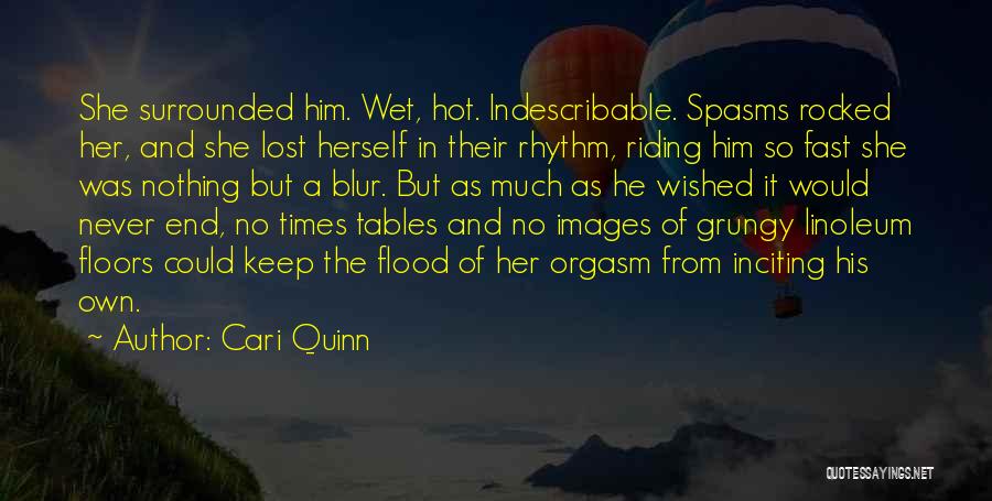 Cari Quinn Quotes: She Surrounded Him. Wet, Hot. Indescribable. Spasms Rocked Her, And She Lost Herself In Their Rhythm, Riding Him So Fast