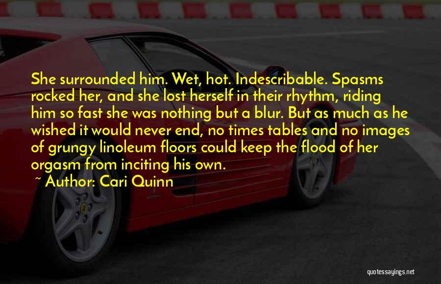 Cari Quinn Quotes: She Surrounded Him. Wet, Hot. Indescribable. Spasms Rocked Her, And She Lost Herself In Their Rhythm, Riding Him So Fast