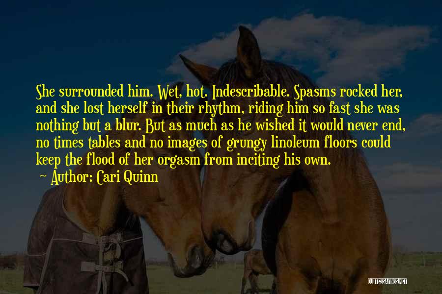 Cari Quinn Quotes: She Surrounded Him. Wet, Hot. Indescribable. Spasms Rocked Her, And She Lost Herself In Their Rhythm, Riding Him So Fast
