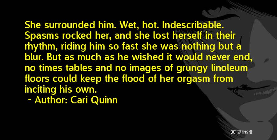 Cari Quinn Quotes: She Surrounded Him. Wet, Hot. Indescribable. Spasms Rocked Her, And She Lost Herself In Their Rhythm, Riding Him So Fast