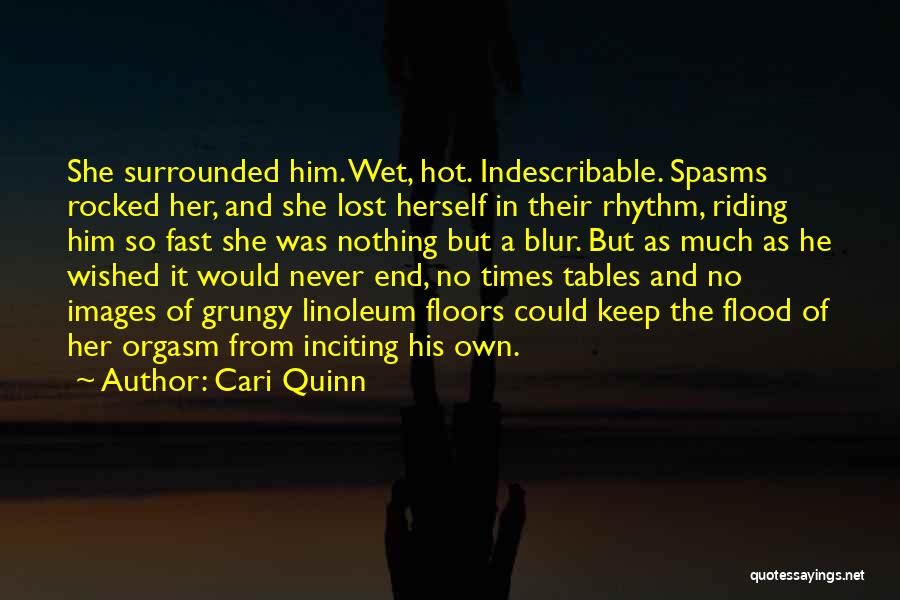 Cari Quinn Quotes: She Surrounded Him. Wet, Hot. Indescribable. Spasms Rocked Her, And She Lost Herself In Their Rhythm, Riding Him So Fast