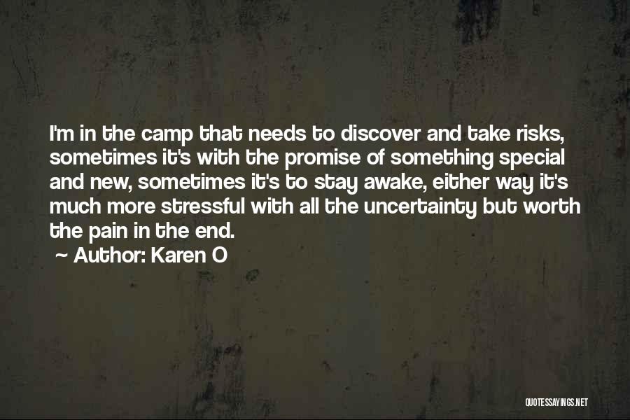 Karen O Quotes: I'm In The Camp That Needs To Discover And Take Risks, Sometimes It's With The Promise Of Something Special And