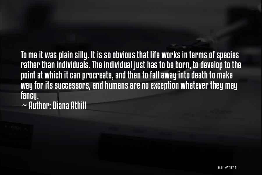 Diana Athill Quotes: To Me It Was Plain Silly. It Is So Obvious That Life Works In Terms Of Species Rather Than Individuals.