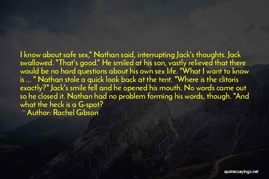 Rachel Gibson Quotes: I Know About Safe Sex, Nathan Said, Interrupting Jack's Thoughts. Jack Swallowed. That's Good. He Smiled At His Son, Vastly