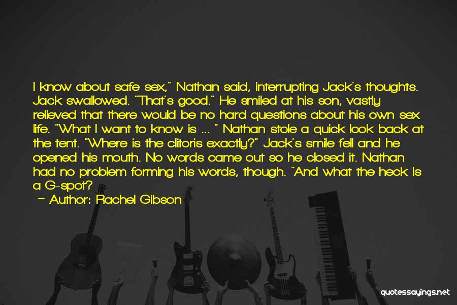 Rachel Gibson Quotes: I Know About Safe Sex, Nathan Said, Interrupting Jack's Thoughts. Jack Swallowed. That's Good. He Smiled At His Son, Vastly