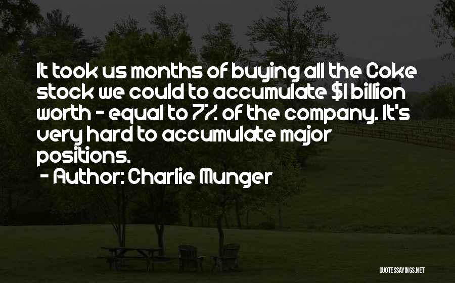 Charlie Munger Quotes: It Took Us Months Of Buying All The Coke Stock We Could To Accumulate $1 Billion Worth - Equal To