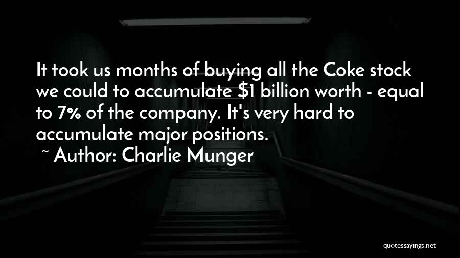 Charlie Munger Quotes: It Took Us Months Of Buying All The Coke Stock We Could To Accumulate $1 Billion Worth - Equal To