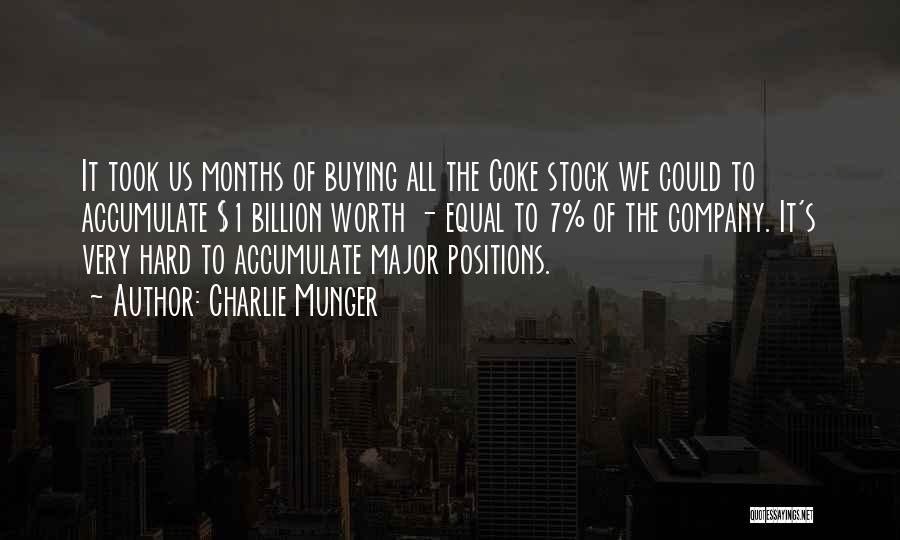 Charlie Munger Quotes: It Took Us Months Of Buying All The Coke Stock We Could To Accumulate $1 Billion Worth - Equal To