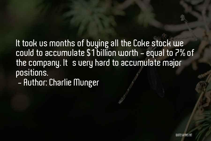 Charlie Munger Quotes: It Took Us Months Of Buying All The Coke Stock We Could To Accumulate $1 Billion Worth - Equal To