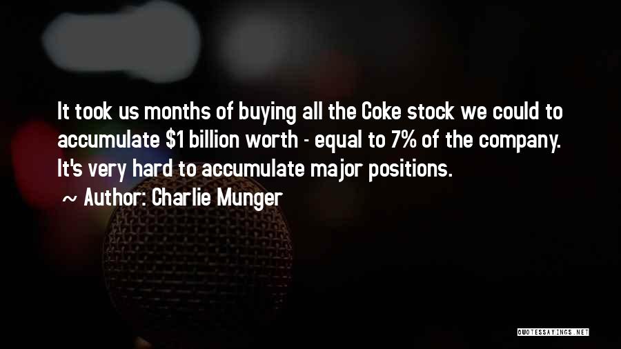 Charlie Munger Quotes: It Took Us Months Of Buying All The Coke Stock We Could To Accumulate $1 Billion Worth - Equal To