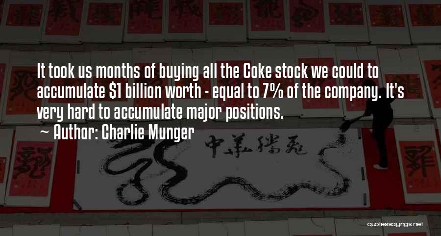 Charlie Munger Quotes: It Took Us Months Of Buying All The Coke Stock We Could To Accumulate $1 Billion Worth - Equal To