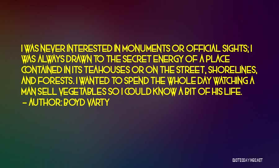Boyd Varty Quotes: I Was Never Interested In Monuments Or Official Sights; I Was Always Drawn To The Secret Energy Of A Place